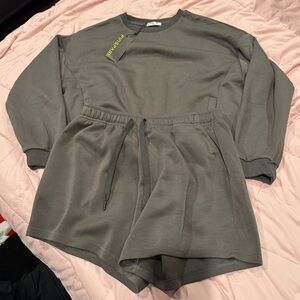 Pinspark dark Gray Long Sleeve Top and Shorts Set -L